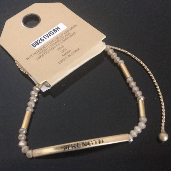 🆕”Strength” beaded slider bracelet - Beige - Picture 3 of 3